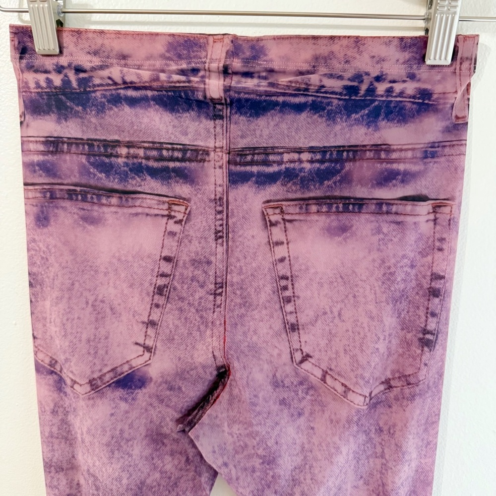 DIESEL PURPLE SHEER DENIM JEAN GRAPHIC PRINT P-KOLL D1 TIGHTS FOOTED LEGGINGS - Picture 7 of 10